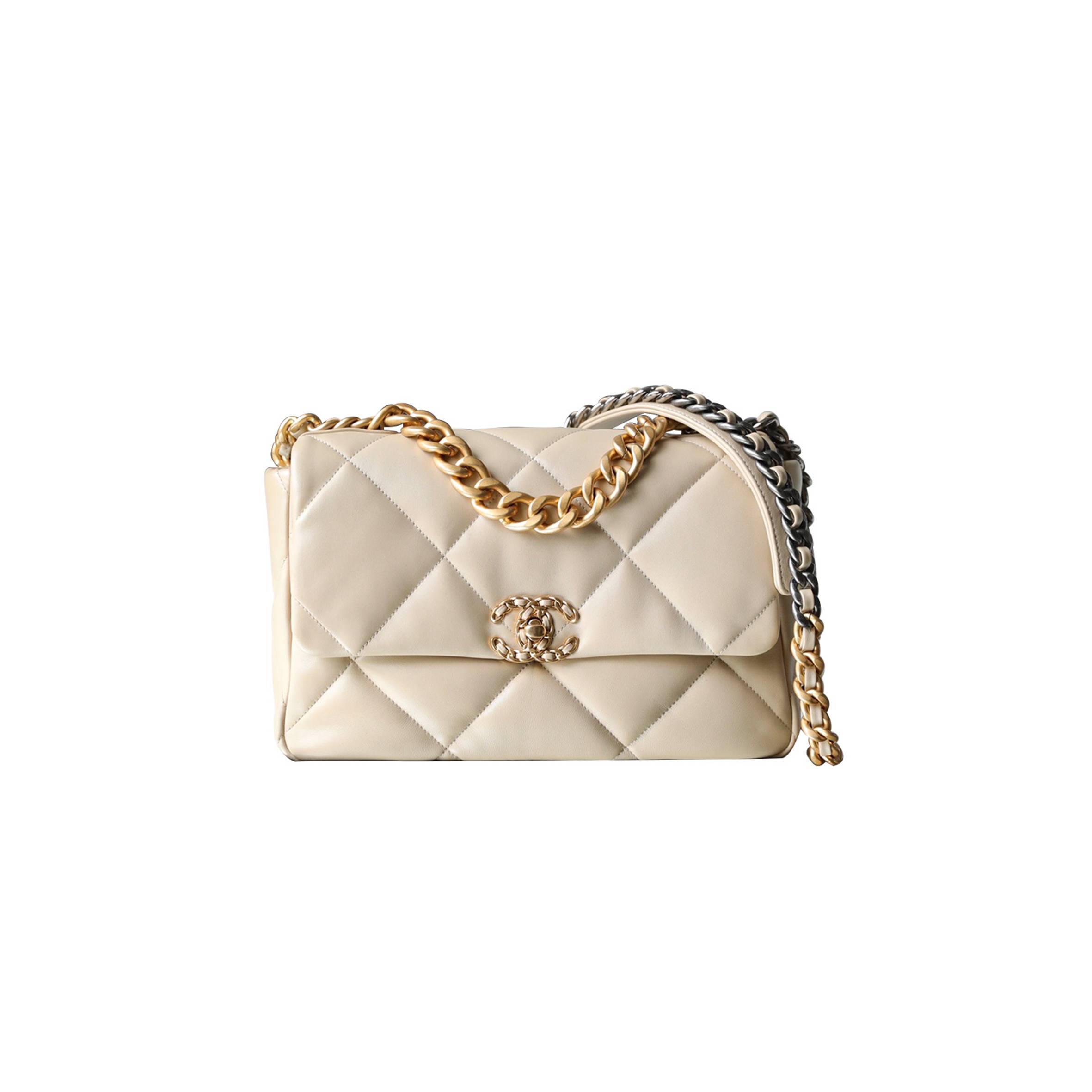 Ch*el master 19 bag medium chain flip apricot as1161 (30*20*10cm)